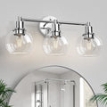3 Lights Bathroom Vanity Light Fixtures Chrome, Bathroom Lights Over Mirror, Industrial and Farmhouse 3 Light Wall