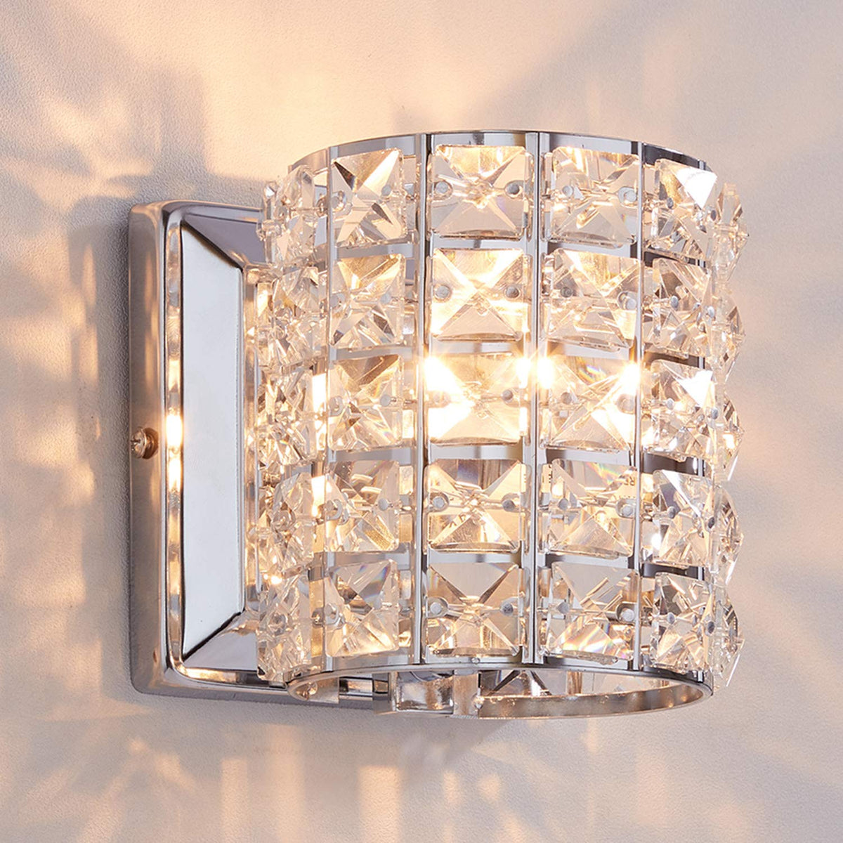 Modern Chrome Crystal Wall Sconces, Elegant Bathroom Vanity Wall Light Fixtures Bedroom Bathroom Hallway Entryway