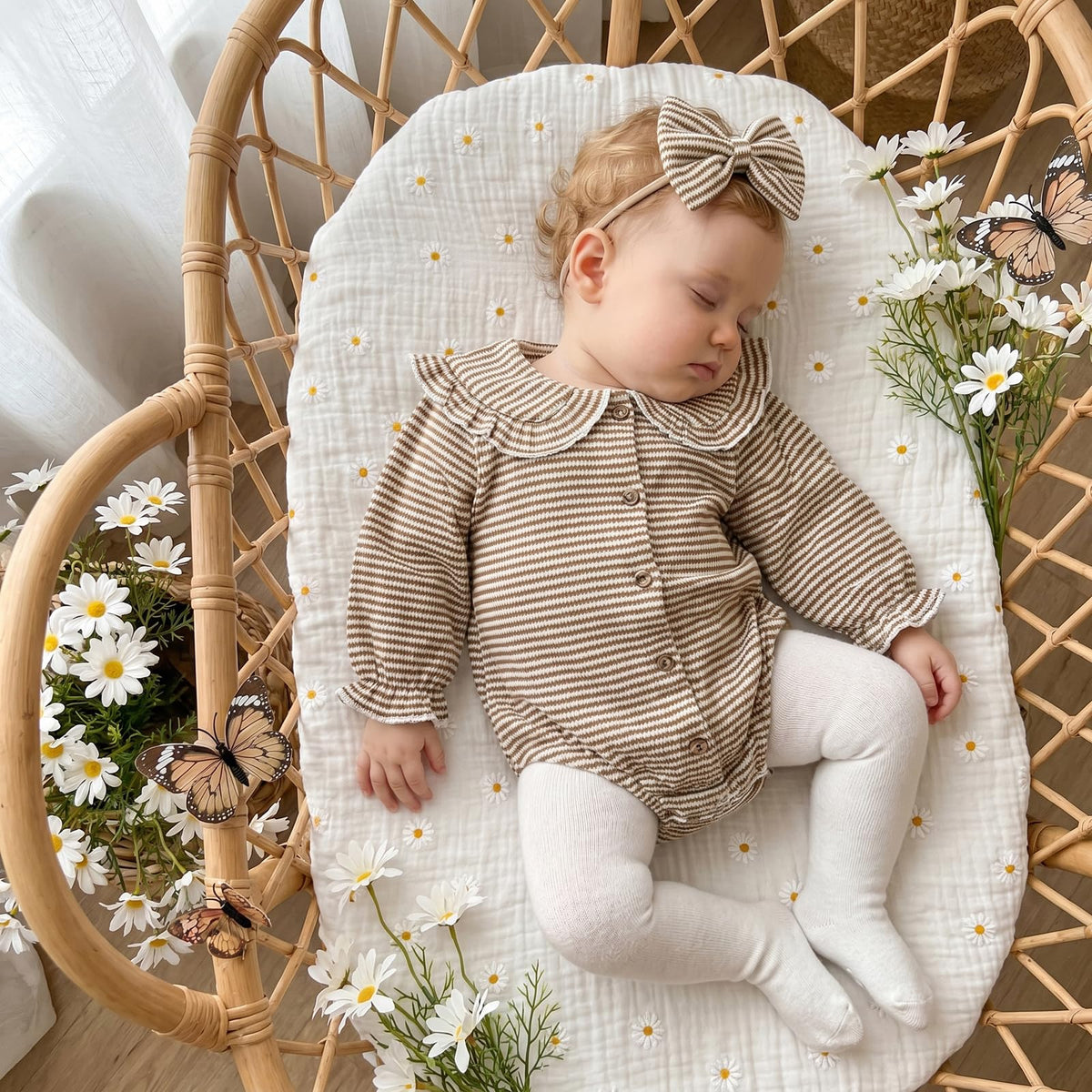 Baby Girl Bubble Romper Ruffle Peter Pan Collar Bodysuit Fall Newborn Outfit