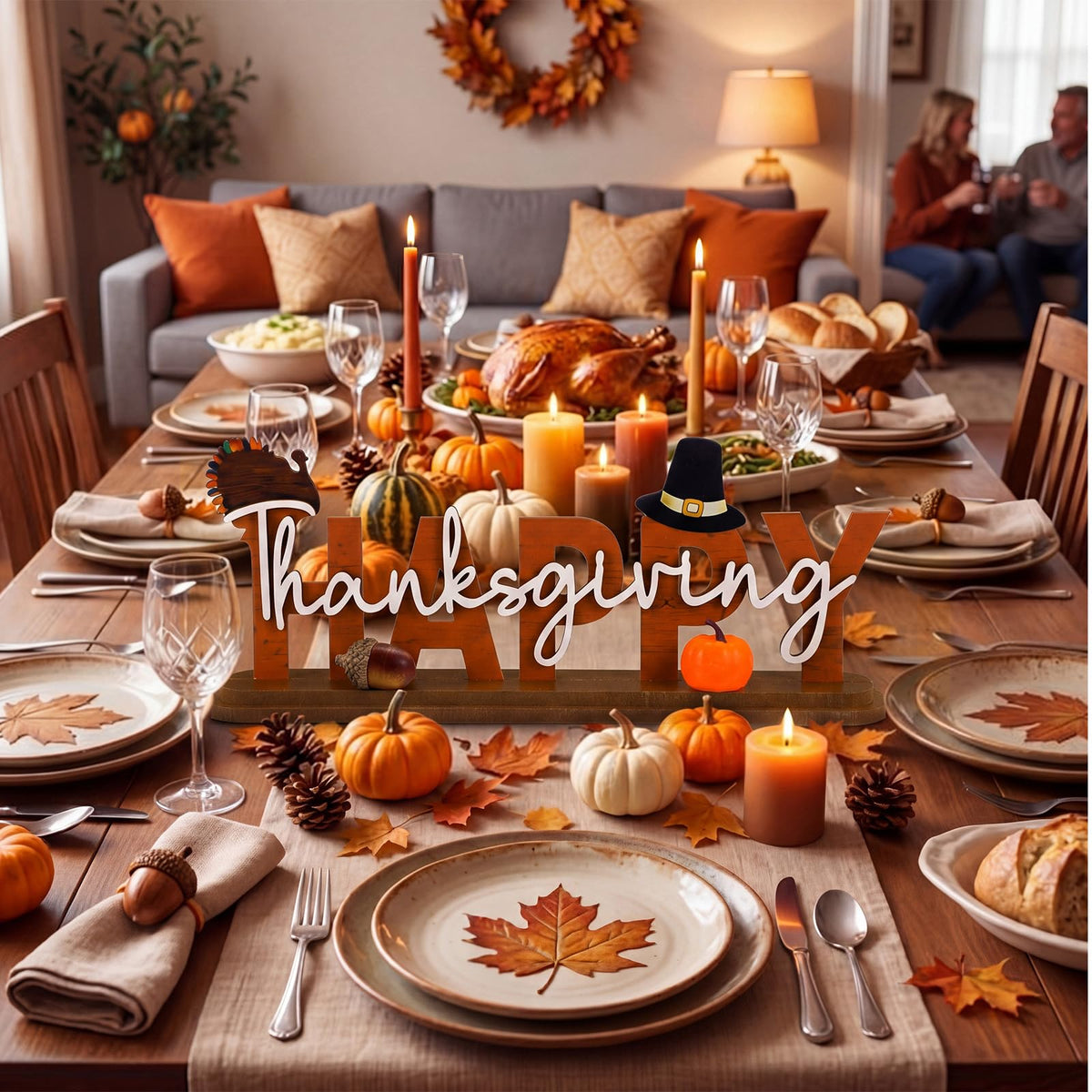 Thanksgiving Table Decoration Metal Fall Tiered Tiered Tray Decor