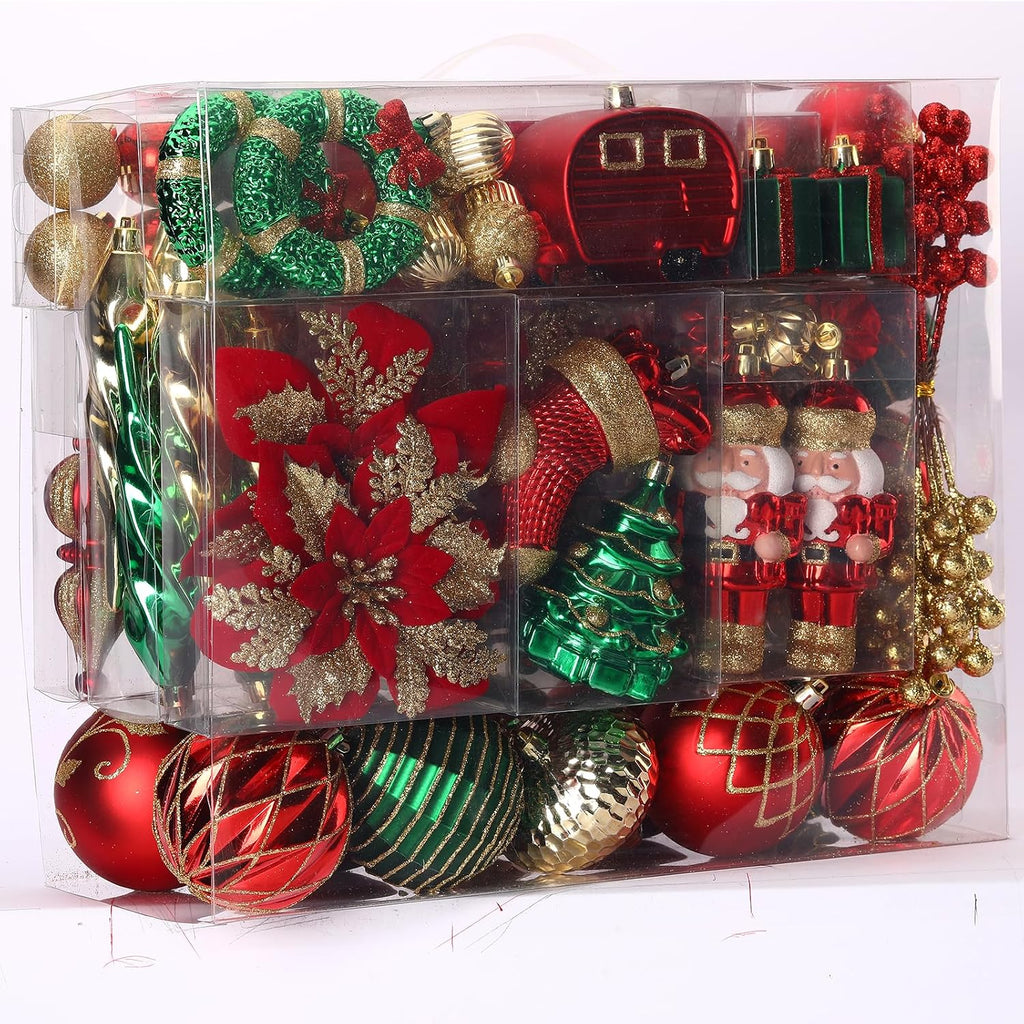 135-Pack Christmas Ornaments, Shatterproof Plastic Christmas Balls for Tree Decorations Baubles with Hanging Strings