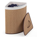 15 Gal Corner Laundry Hamper w/Lid, Removable Liner & Handle Khaki