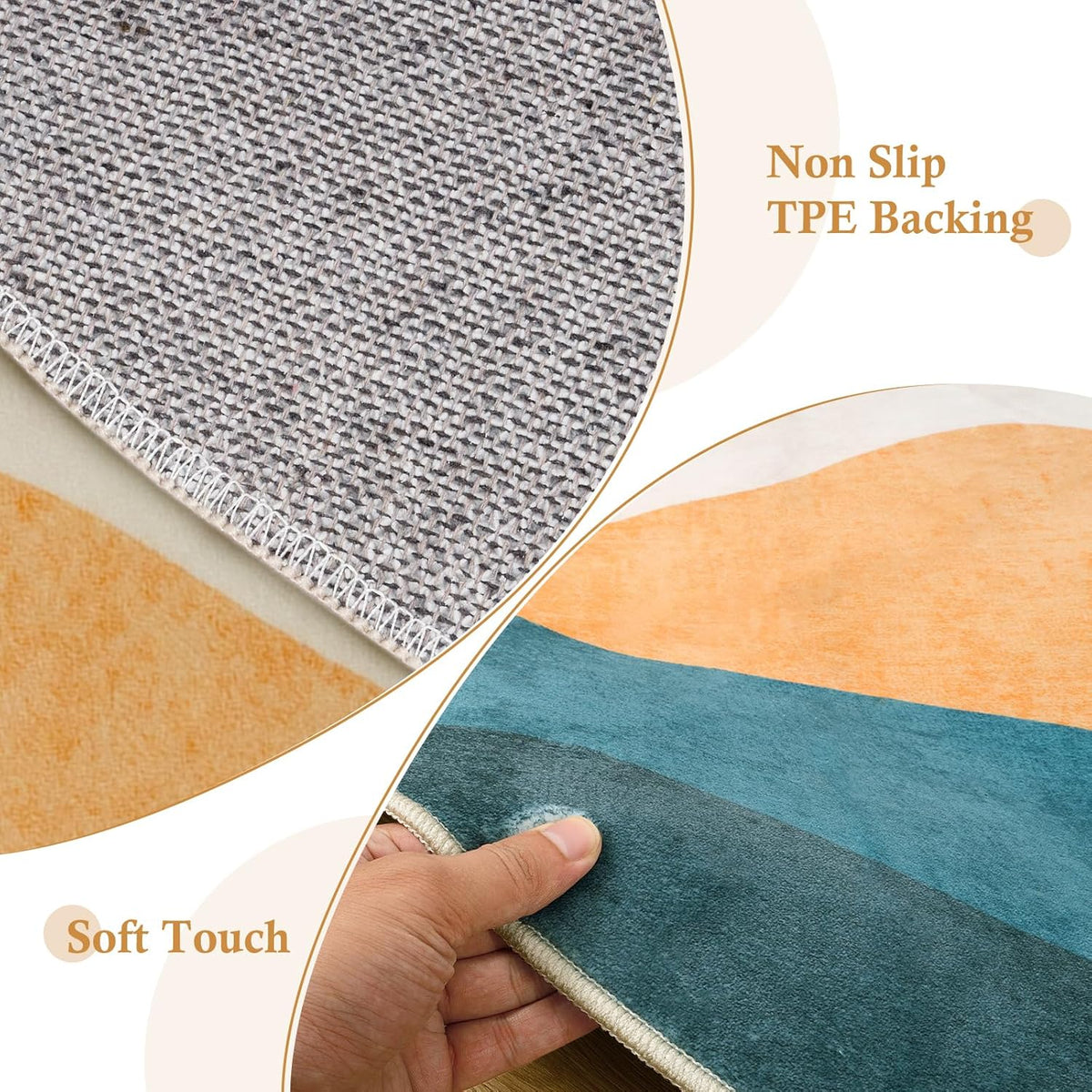 Mountain Round Rugs 8ft, Abstract Circle Rug for Living Room Non Slip Washable Bedroom Area Rug, Soft Extra Large