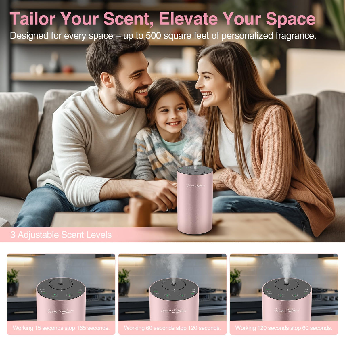 Waterless Essential Oil Diffuser Starter Kit - No Water Needed, Battery Operated Mini Scent Air Machine, Included