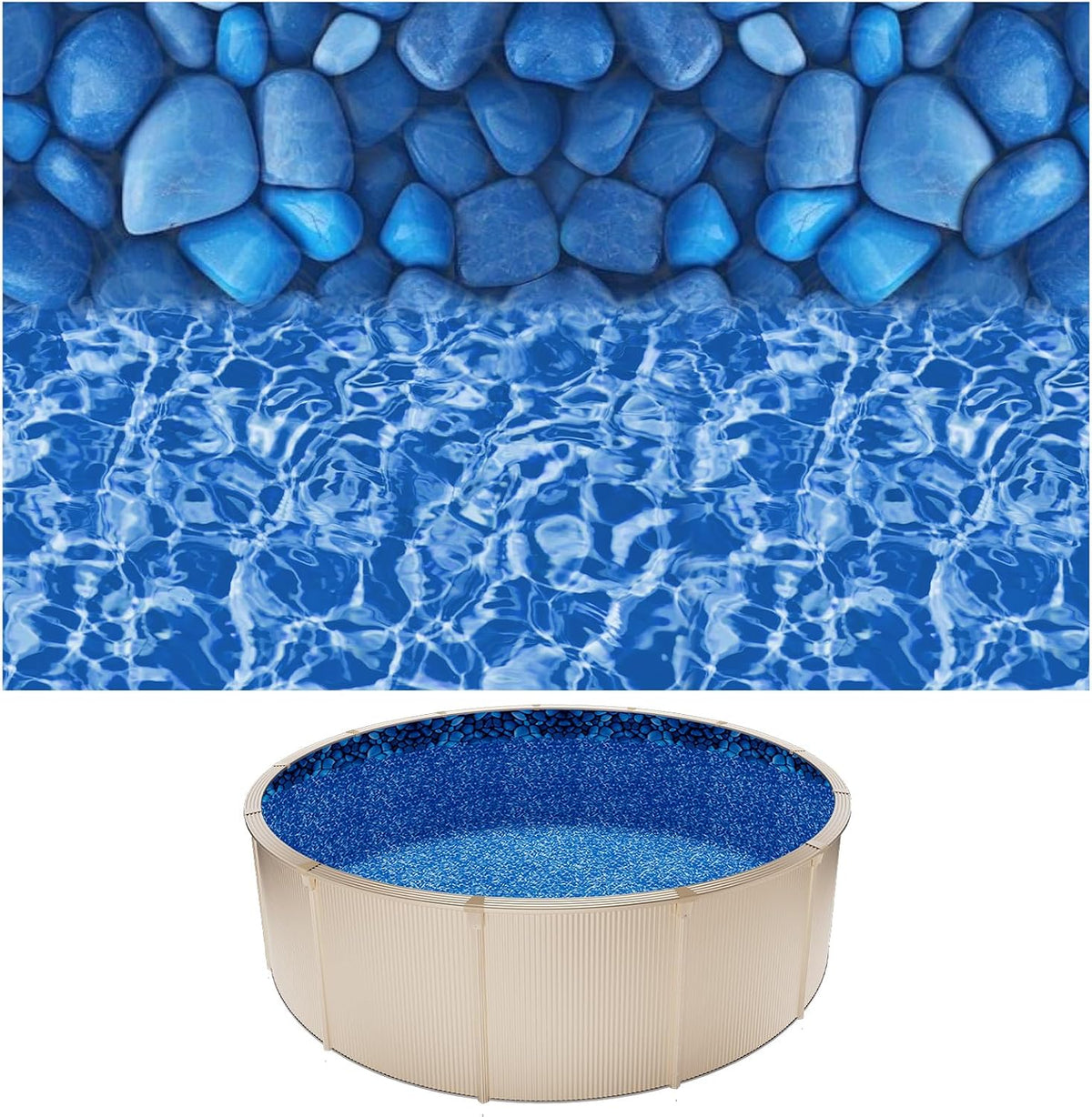 15-ft Round Above Ground Pool Liner, Overlap Pool Liners, Standard Gauge Vinyl, 48-to-54inch Wall Height, Designed