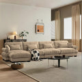 166" Sectional Couches, L Shaped Sofa Couch with Velvet Fabric, 4 Seat Modern Sofa with Ottoman, Removable Pillows