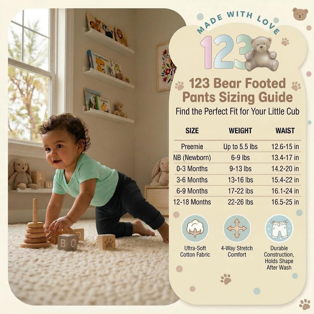 Baby Pants, Leggings, Boy Girl, Black 2
