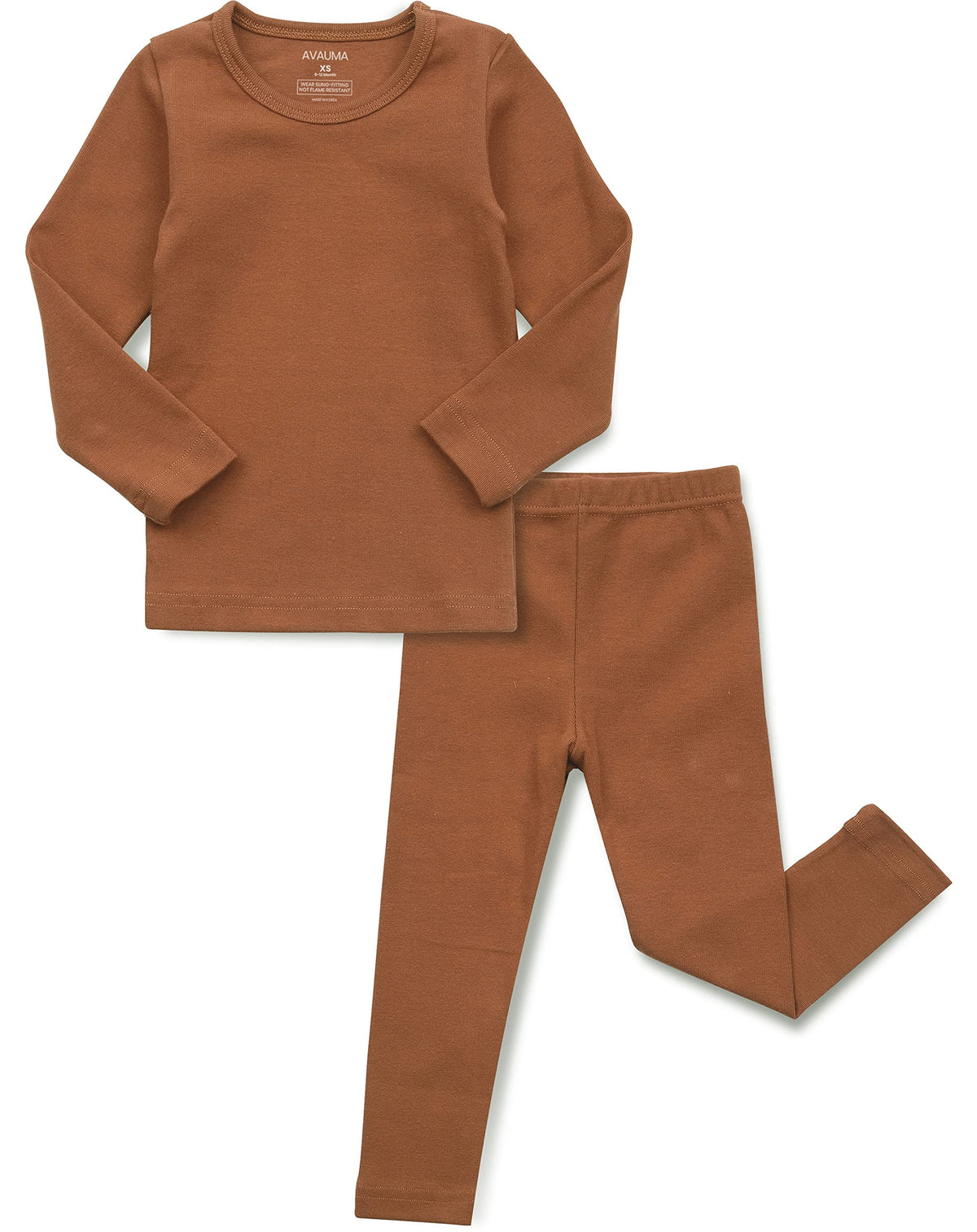 Toddler Kids Boys Girls Snug Fit Cotton Pajama Set (Camel-1)