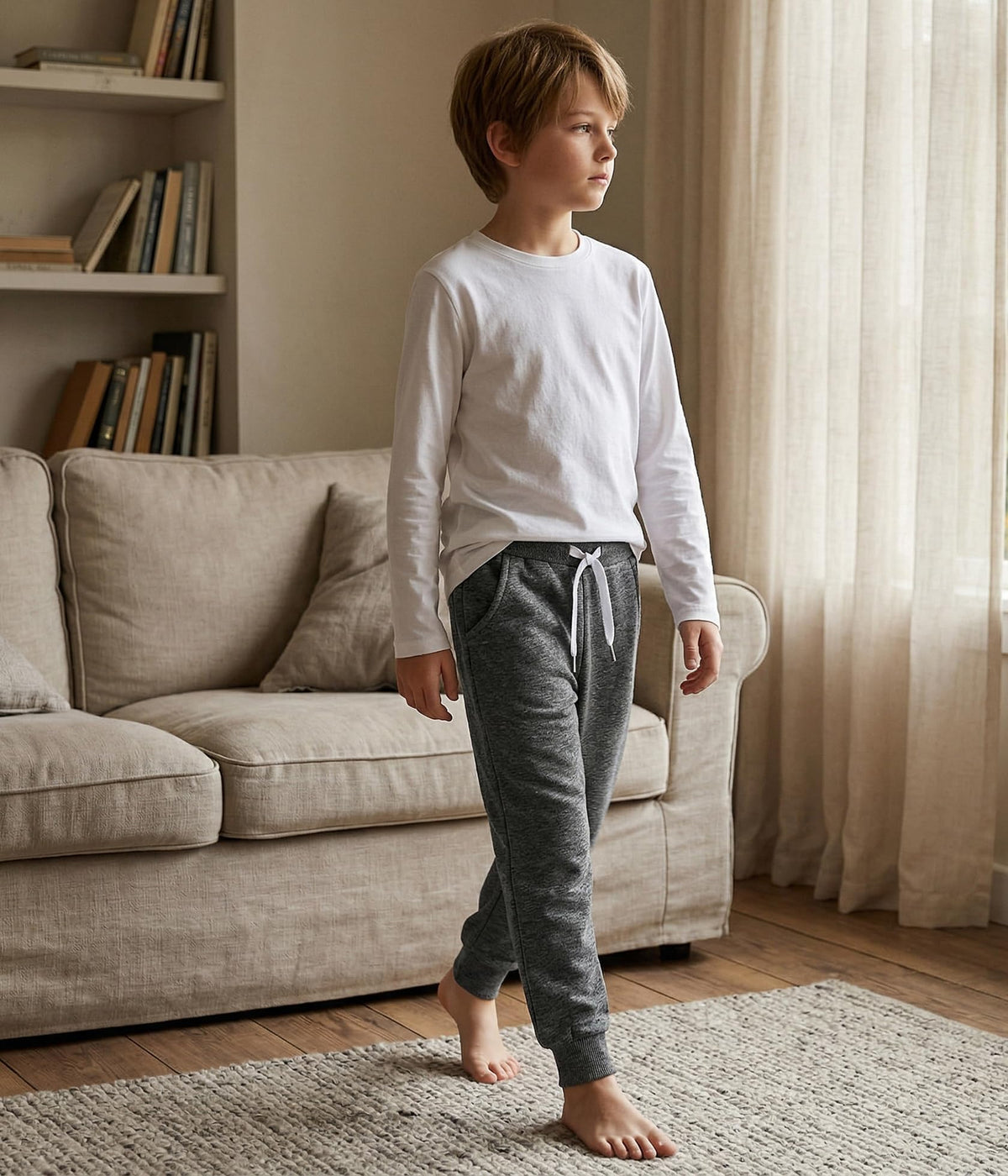 Baby Boys Pants Sweatpants 4 Pack Cotton Pull On Jogger Pants Navy/Light Gray/Black/Dark Gray