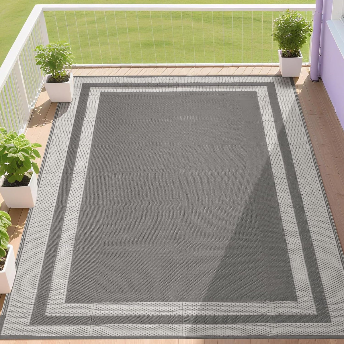 Large Waterproof Outdoor Patio Rug, Woven Plastic Straw Mat