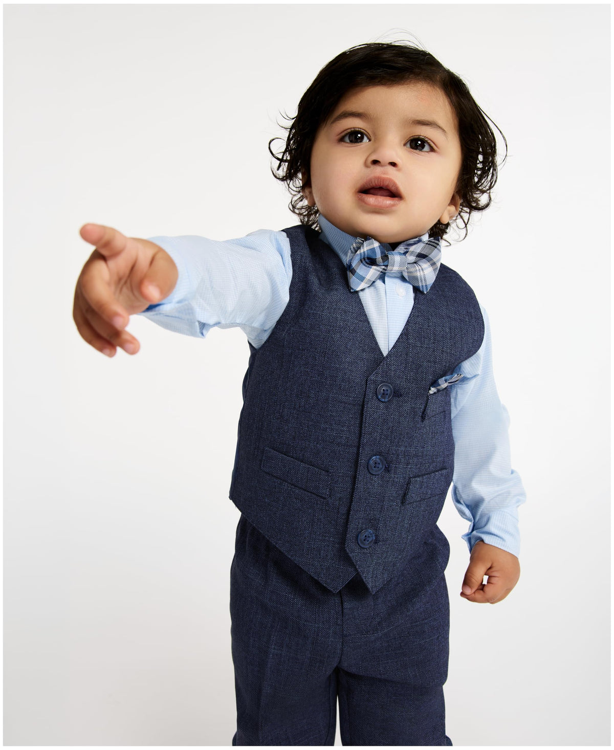 Baby Boys' Piece Set with Dress Shirt, Vest, Pants, and Tie, Tanzanite