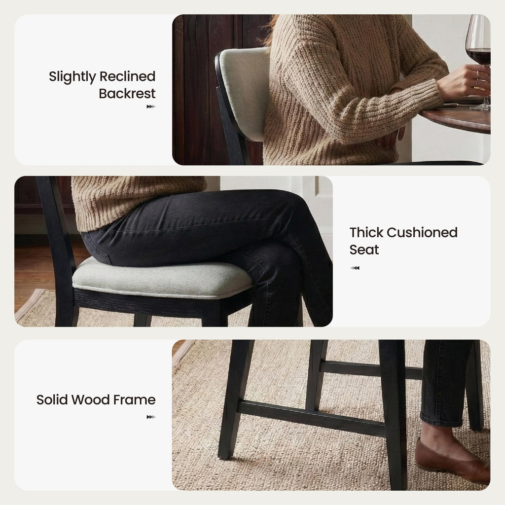 Inspired Bertoia Style Solid Wood Dining Chairs Set of 6, Mid Century Modern Upholstered Kitchen Chairs with 3.3" Thick Cushion, Farmhouse