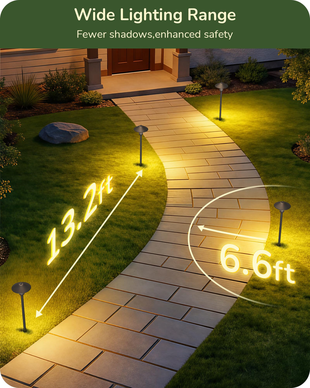 Low Voltage Landscape Lighting, Wired LED Pathway Lights 4 Pack