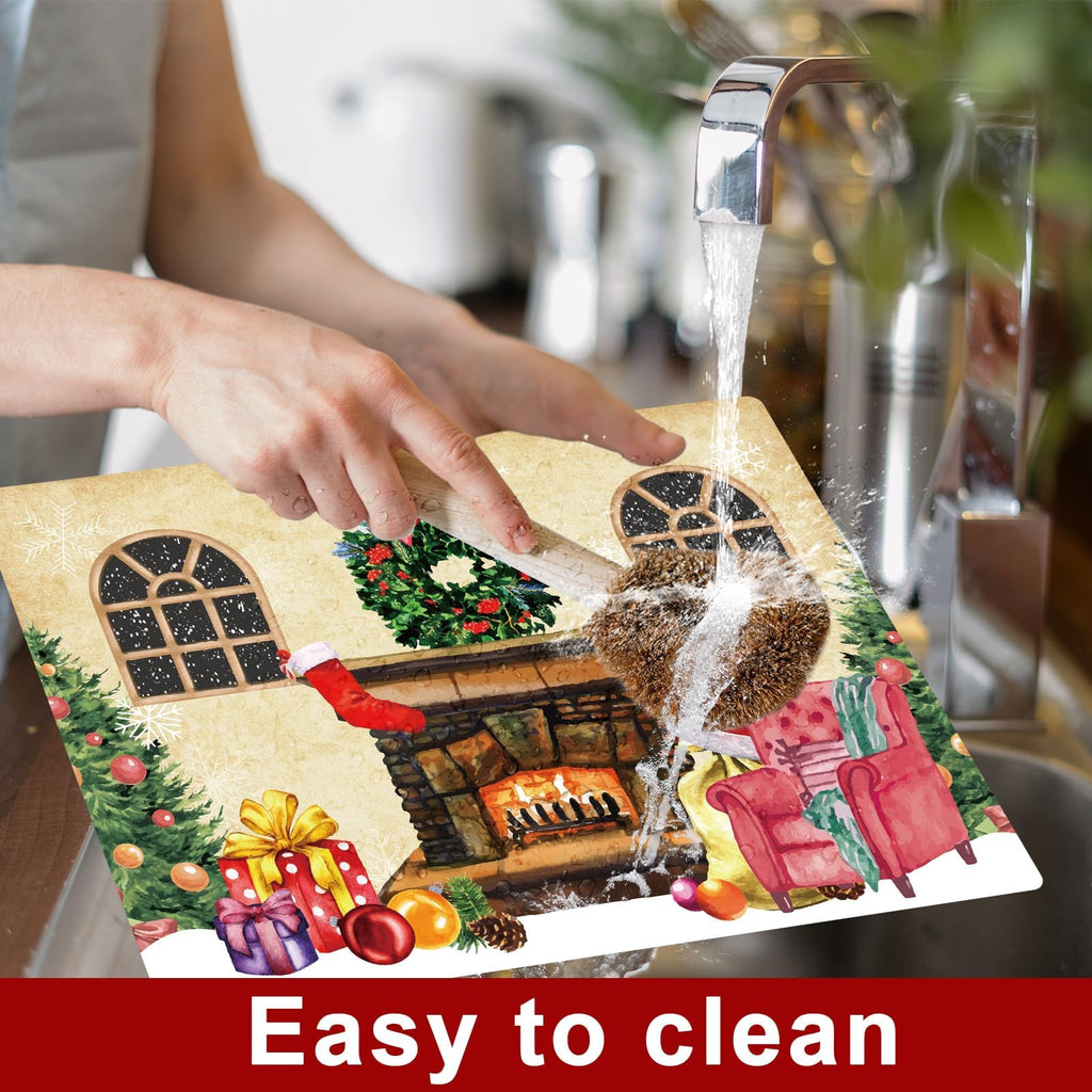 Christmas Placemats Set of 6 Retro Xmas Plastic Table Mat 17×13×0.04in