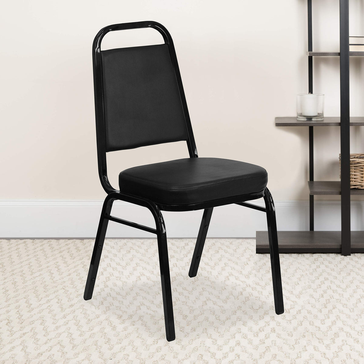 Black Vinyl Trapezoidal Back Stacking Banquet Chair