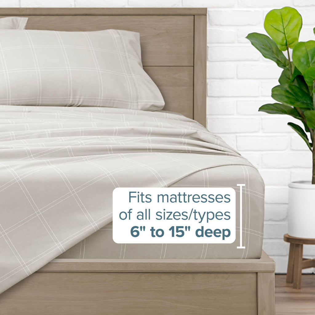 Printed Sheet Set (Modern Plaid - Stone/White)
