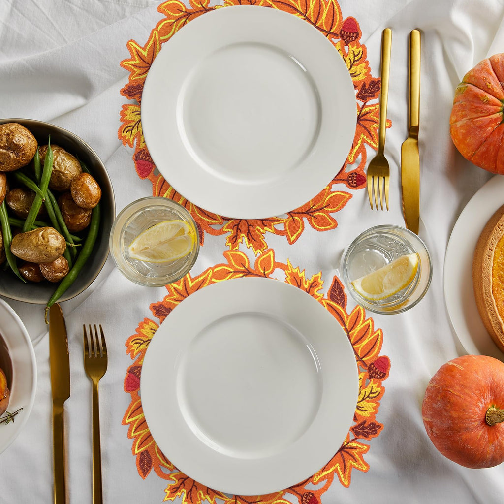 6 Pcs Fall Leaf Placemats Thanksgiving Orange Table Placemats