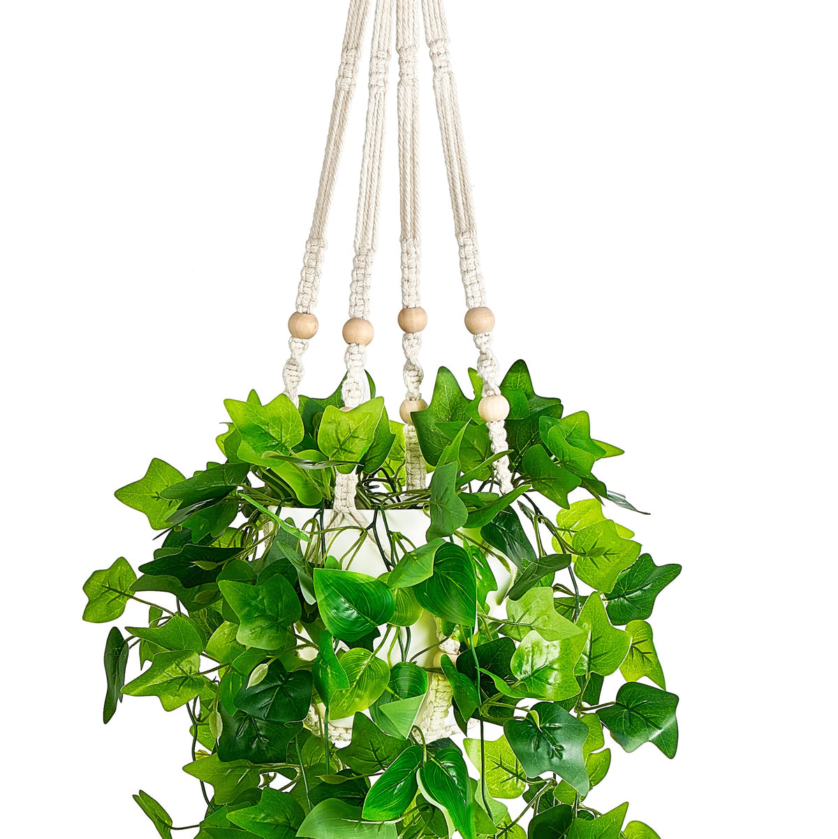 Fake Hanging Plant Macrame Hanger Potted Vines Indoor Decor, 1 Pack