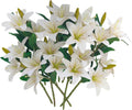 Artificial Lilies Flowers, 9 Pcs Faux Lily Flowers, 16''Tiger Lily Branches with 2 Full Blooms and 1 Bud, Faux Fake