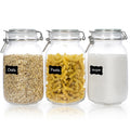 50oz Glass Food Storage Jars with Airtight Clamp Lids, 3 Pack
