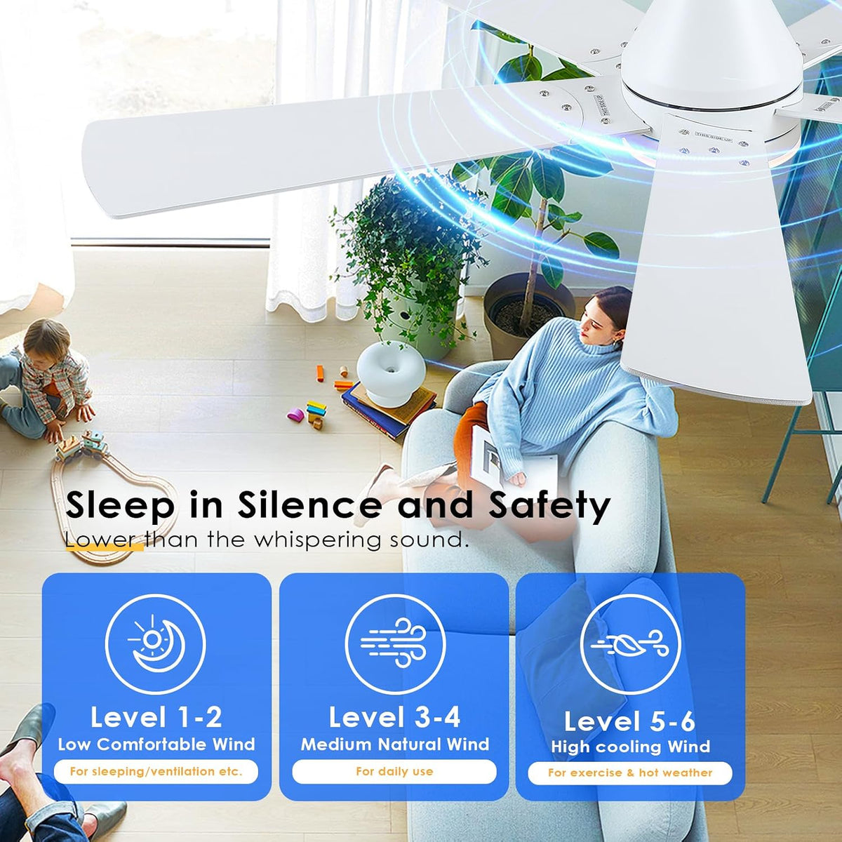 52" White Indoor/Outdoor Flush Mount Ceiling Fan with Light & Remote
