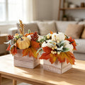 Fall Decorations Artificial Pumpkin Gourd Berries Leaves, 2 Pack
