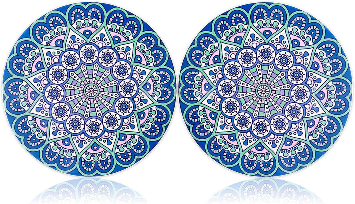 Ceramic Trivet for Hot Pots and Pans, Large Heat Resistant Mats with Cork Base, Trivets for Hot Dishes, Extra Thick - Set of 2