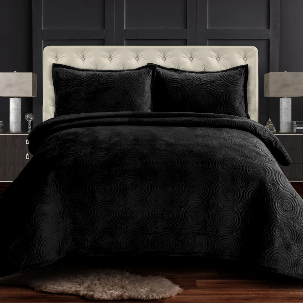 Oversized Velvet Quilt Set - Buttery Soft 260GSM Velvet Bedding for Luxurious Comfort - Double-Sided Capri