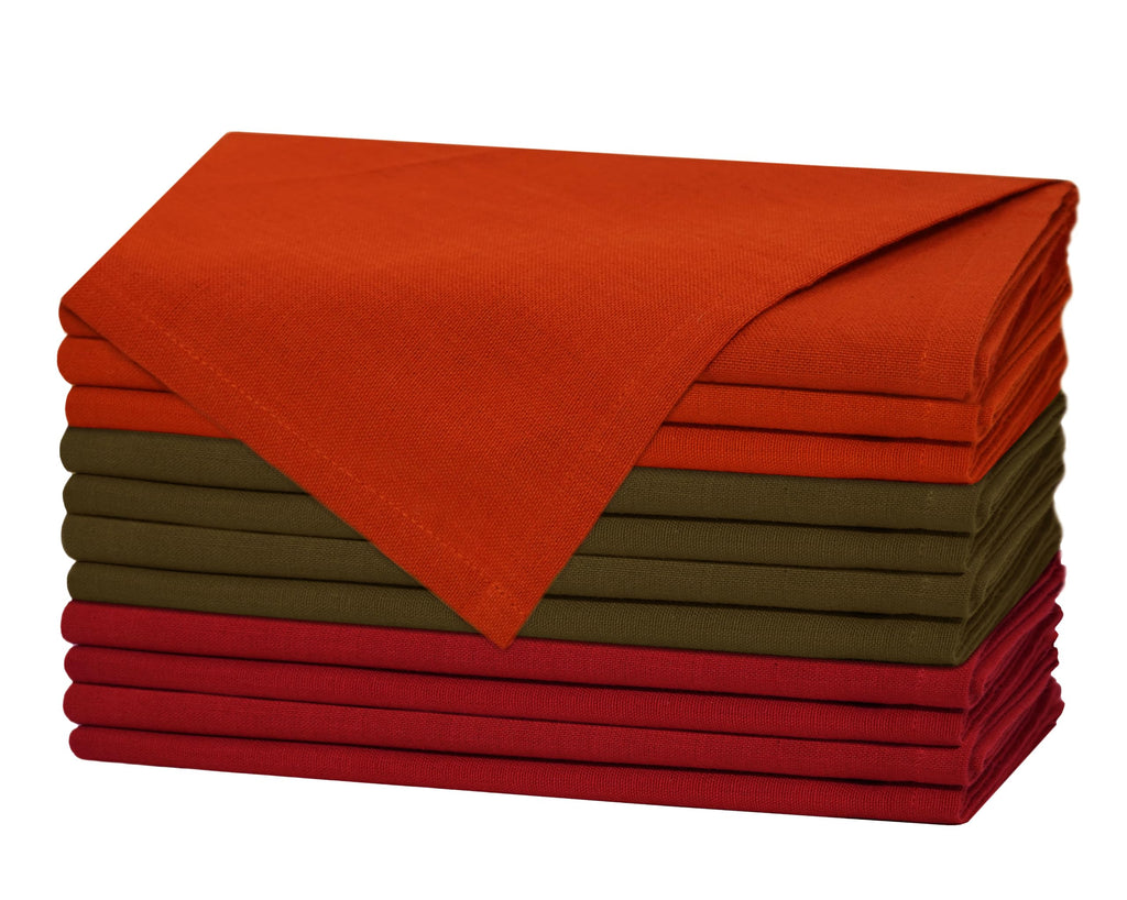 Harvest Cloth Napkins - Set of 12 Pure Cotton Dinner Napkins