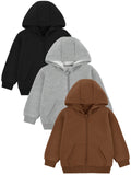 3 Pack Toddler Boys Full-Zip Fleece Hoodie Jackets