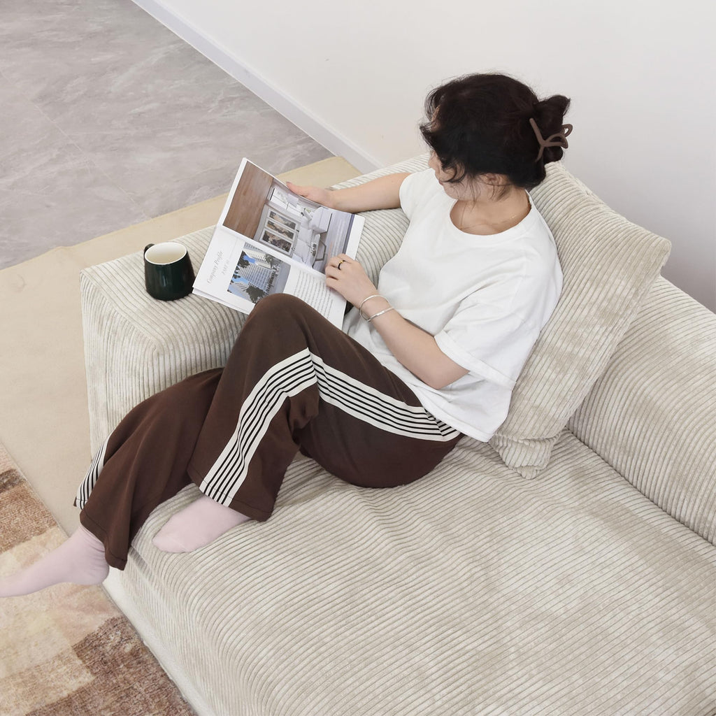 Oversized Modular Sectional Sofa with Ottomans, 5 Seater Corduroy L Shaped Reversible Corner Couch, 181.1" Convertible