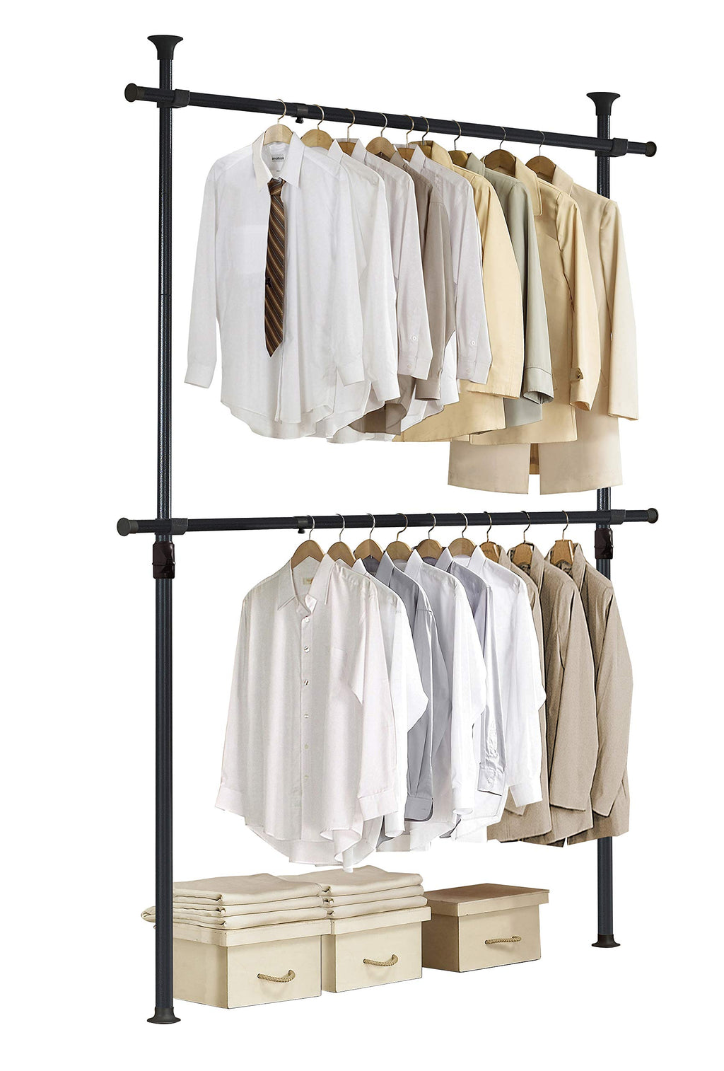 Heavy Duty Adjustable Garment Rack - One-Touch System for Easy Assembly, 352 LBS Load Capacity Freestanding Metal