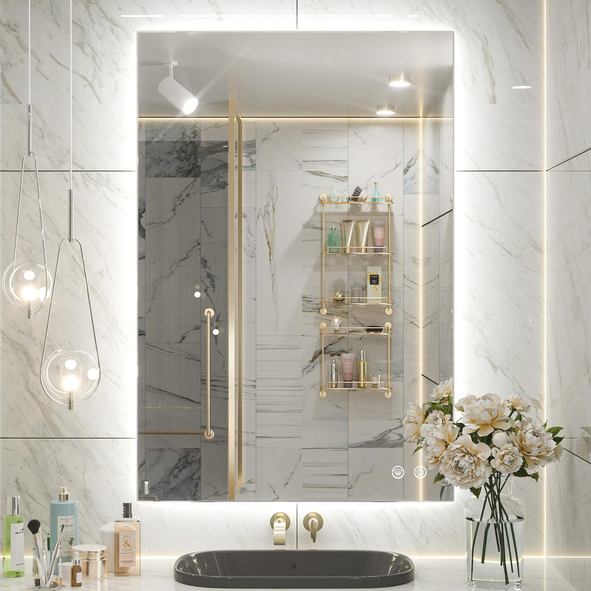 24" x 36" LED Mirror, Backlit Mirror 6000K Daylight