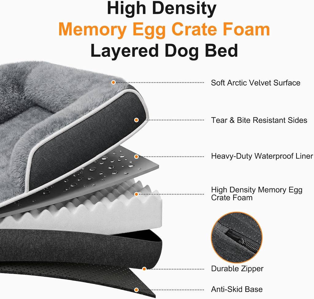 Orthopedic Dog Bed for Large Dogs, Washable Pet Couch Bed