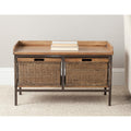 Wooden Storage Bench - 33" X 15.7" 20" Brown Solid Country Farmhouse MDF Oak Wicker Painted