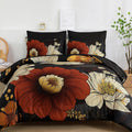 Black Floral Comforter Set, Lightweight 7-Piece Bed in a Bag