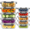 10 Sets 36 oz & 12 oz Glass Food Storage Containers with lids, Gray