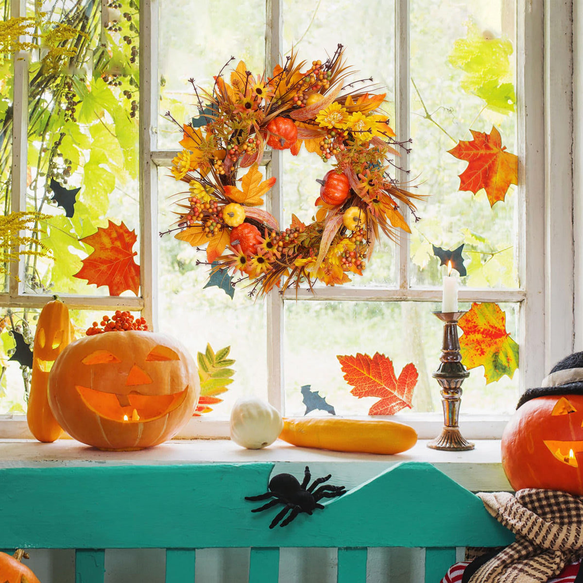 19In Fall Wreaths Front Door Decor Autumn Thanksgiving