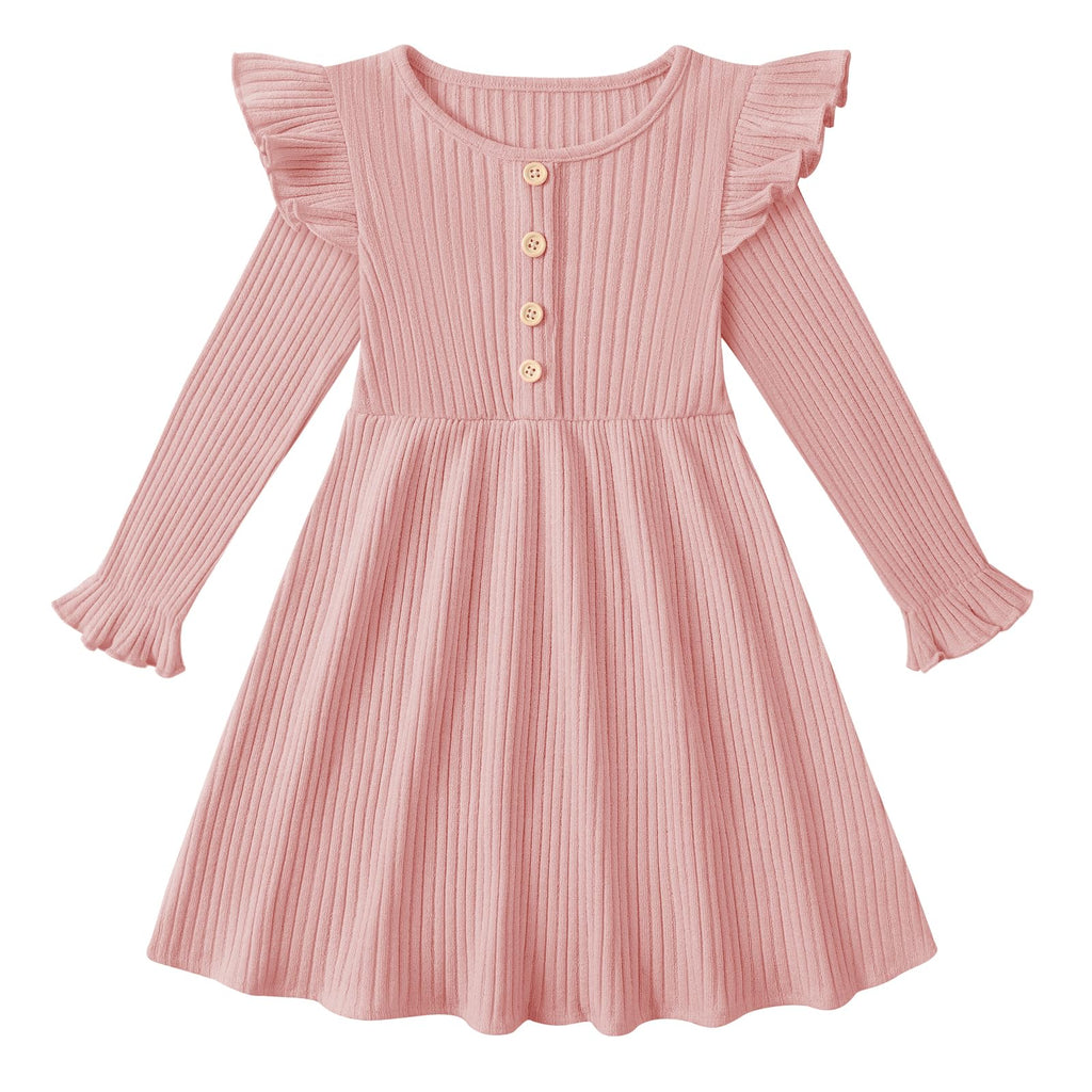 Toddler Girl Dress Girls Sweater Dresses Long Sleeve Ribbed Knit Dresses