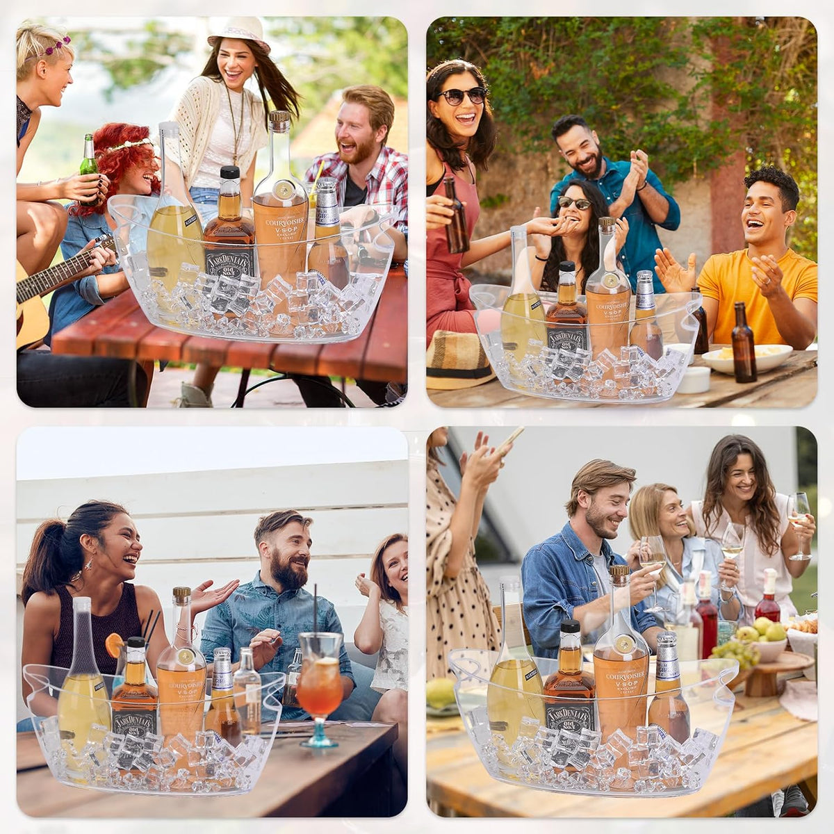 2-Pack Clear Ice Bucket Set - Beverage Tub & Champagne Bucket - Set of 2