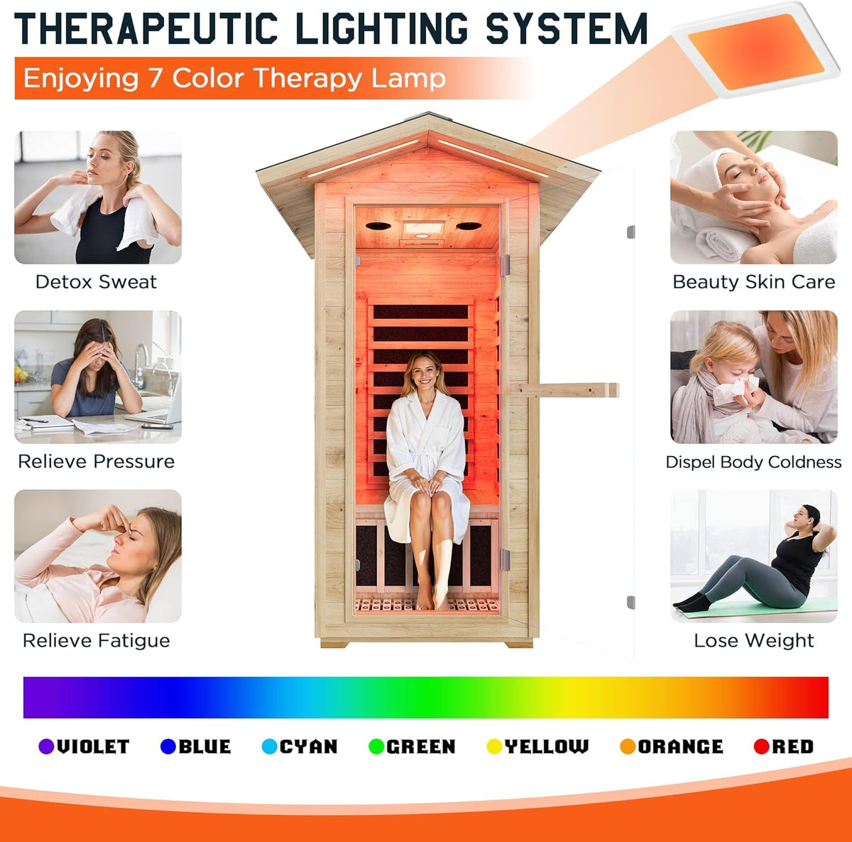 Outdoor Sauna 1 Person, Infrared Saunas for Home