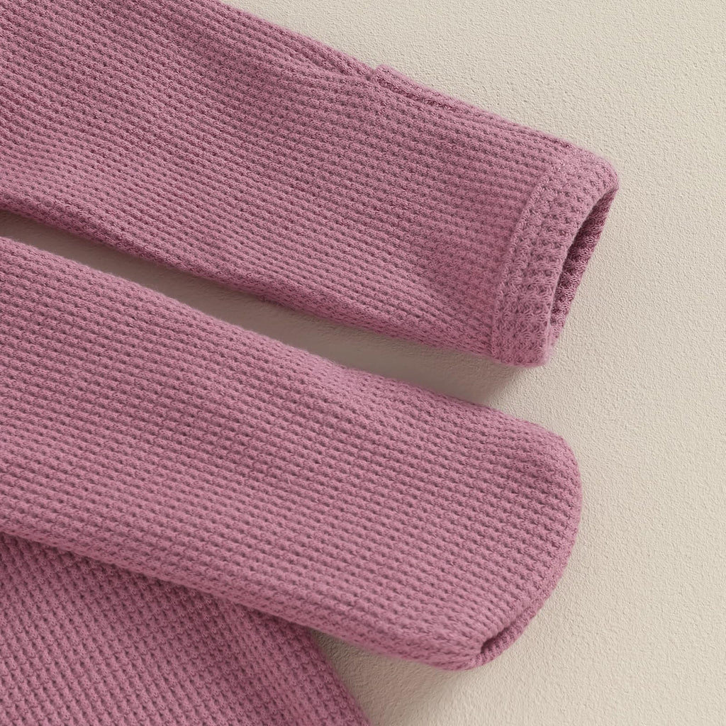 Baby Girl Fall Winter Outfits - Knit Jumpsuit Ruffle Romper Coming Home Outfit (mitten cuff Jumpsuit Purple)