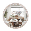 24 Inch Round Wood Mirror, Rustic Farmhouse Circle Mirrors for Wall Decor