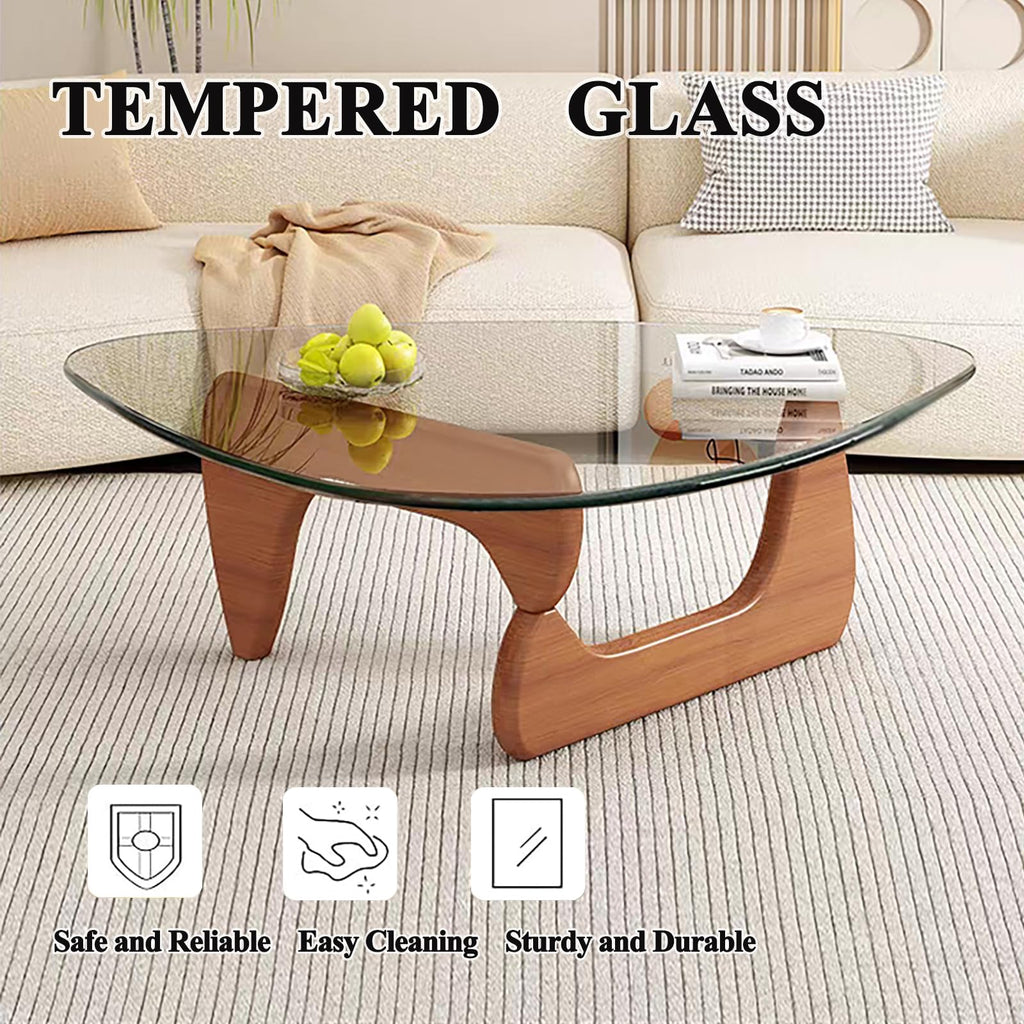 Inspired Noguchi Style Mid Century Modern Glass Coffee Table, Coffee Table, Triangle Coffee Tables, Suitable Living Room Reception Office