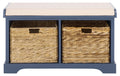 Freddy Wood Storage Bench, 33" Farmhouse Blue