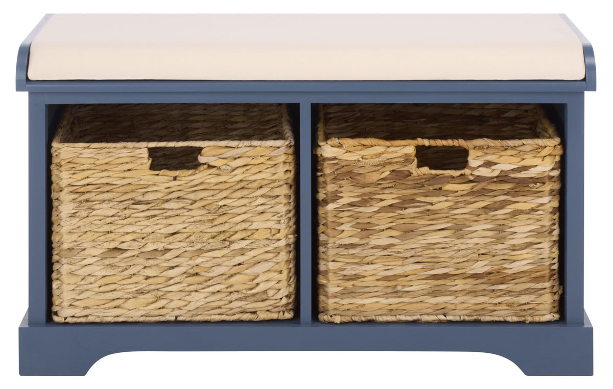 Freddy Wood Storage Bench, 33" Farmhouse Blue