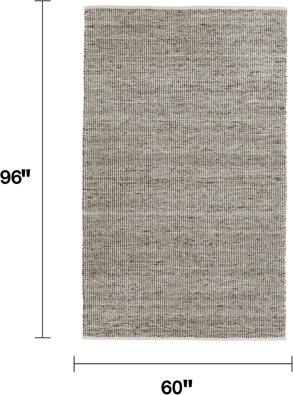 Natural Fiber Area Rug - Hand loomed, Soft, Ideal for High Traffic - Sustainable Wool - Striped - Bedroom