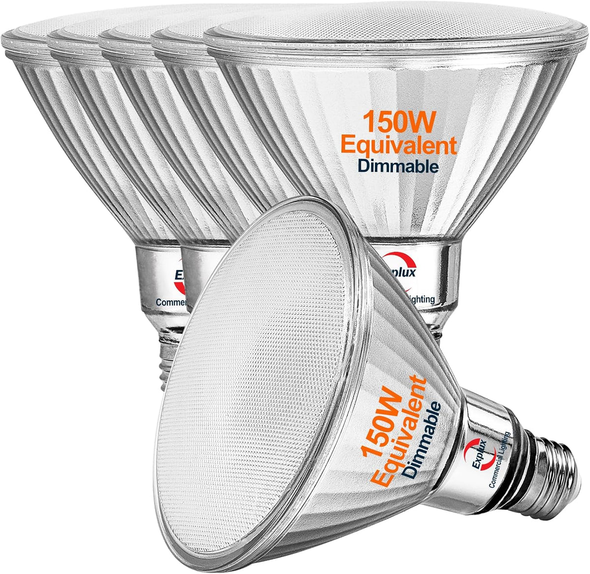 Full Glass LED PAR38 Bulb, 150W Equivalent, Daylight 5000K, 6-Pack