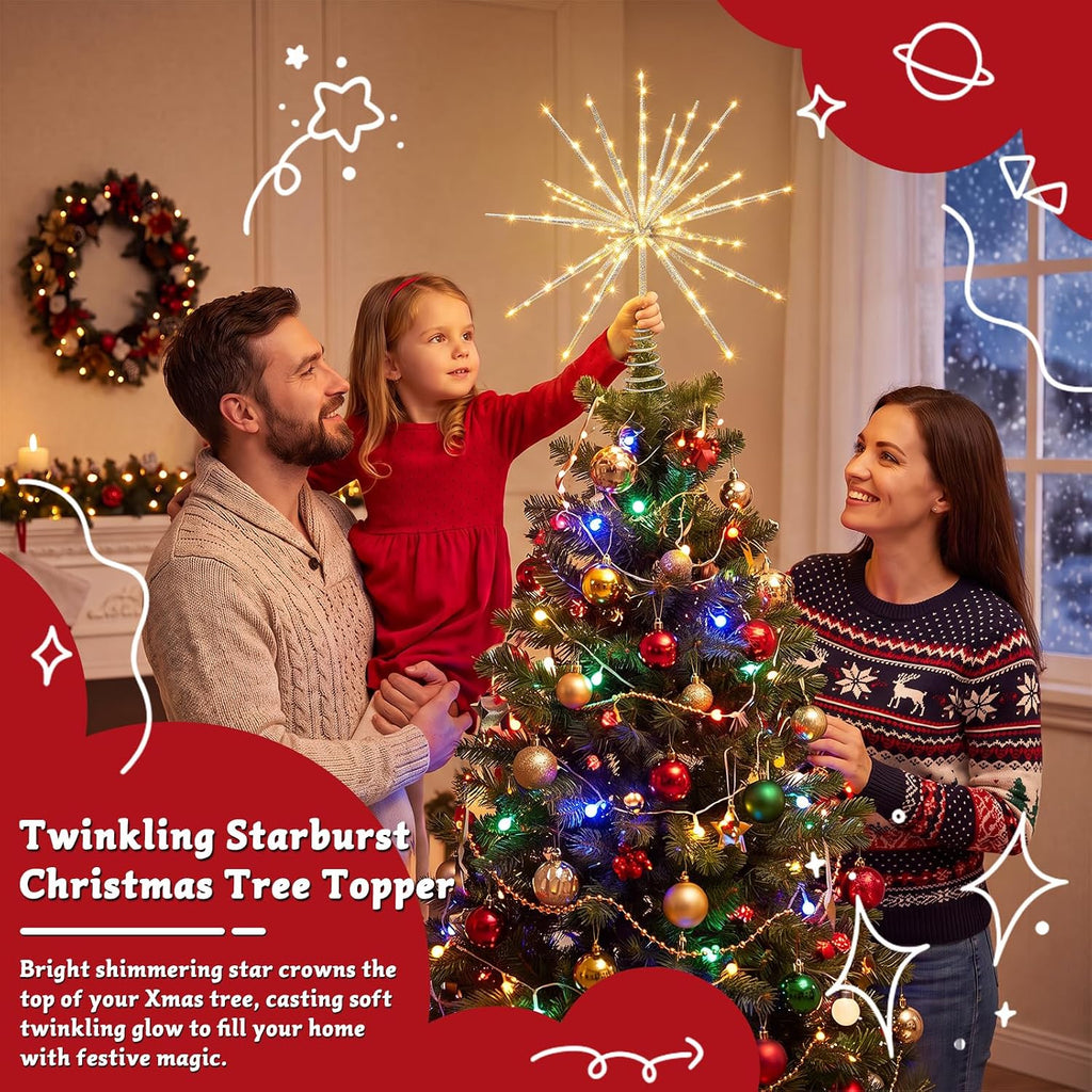 Tree Star Topper Remote Control & Timer USB Powered(Silver)