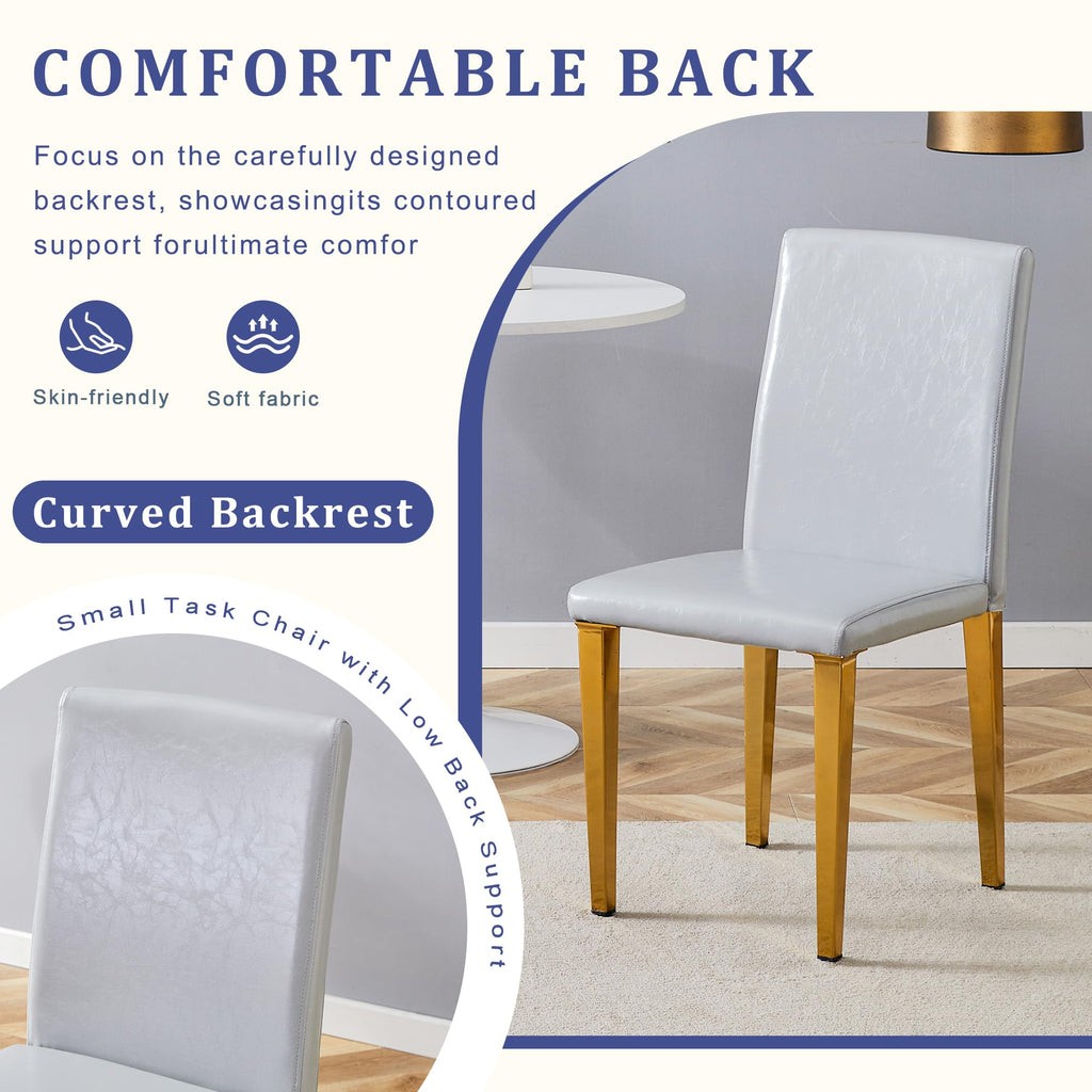 Chromeplate Marble Dining Table Set for 6 with Grey Gold Chairs